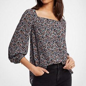 Ann Taylor Mini Garden Square Neck Blouse